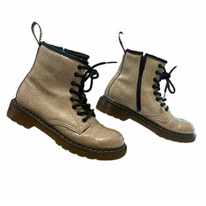 Dr Martens AirWair 1460 J Gunmetal Glitter Combat Boots 8 Eye Side Zip Size US 1